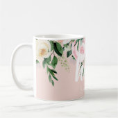 Moderne pastellrosa Blume Hallo und Sie nennen Kaffeetasse (Links)