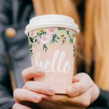 Moderne pastellrosa Blume Hallo und Sie nennen