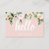 Moderne pastellrosa Blume Hallo und Sie nennen Visitenkarte (Vorderseite)