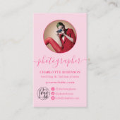 Moderne pastellrosa Foto qr Logo-Fotografen Visitenkarte (Vorderseite)
