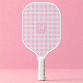 Moderne Pastellrosa Gingham-Monogramm Etabliert Pickleball Schläger