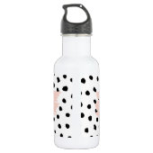 Moderne pastellrosa Girl Boss & Black Dots Edelstahlflasche (Rückseite)