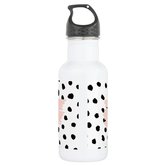 Moderne pastellrosa Girl Boss & Black Dots Edelstahlflasche (Rückseite)