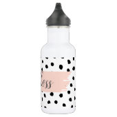 Moderne pastellrosa Girl Boss & Black Dots Edelstahlflasche (Rechts)