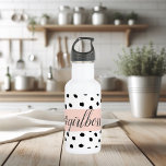 Moderne pastellrosa Girl Boss & Black Dots Edelstahlflasche<br><div class="desc">Moderne pastellrosa Girl Boss & Black Dots</div>