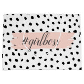 Moderne pastellrosa Girl Boss & Black Dots Große Geschenktüte (Vorderseite)