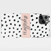 Moderne pastellrosa Girl Boss & Black Dots iPhone Hülle (Rückseite (Horizontal))