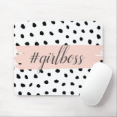 Moderne pastellrosa Girl Boss & Black Dots Mousepad (Mit Mouse)