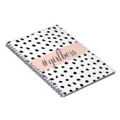 Moderne pastellrosa Girl Boss & Black Dots Notizblock (Rechte Seite)