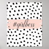 Moderne pastellrosa Girl Boss & Black Dots Poster (Vorne)
