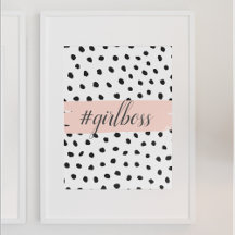 Moderne pastellrosa Girl Boss & Black Dots