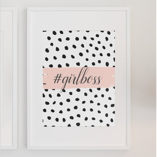 Moderne pastellrosa Girl Boss & Black Dots Poster