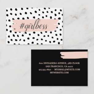 Moderne pastellrosa Girl Boss & Black Dots Visitenkarte