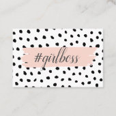 Moderne pastellrosa Girl Boss & Black Dots Visitenkarte (Vorderseite)