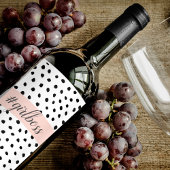 Moderne pastellrosa Girl Boss & Black Dots Weinetikett