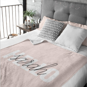 Moderne Pastellrosa Hallo Und Dein Name Fleecedecke
