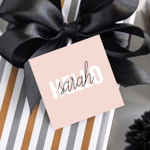 Moderne Pastellrosa Hallo Und Dein Name Geschenkanhänger