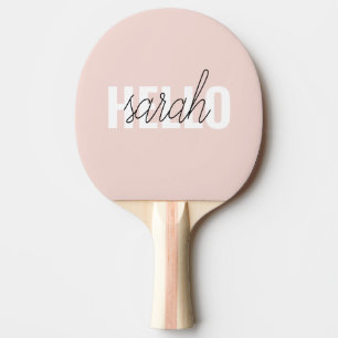 Moderne Pastellrosa Hallo Und Dein Name Tischtennis Schläger