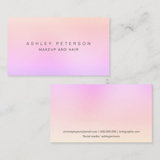 Moderne pastellrosa Korallen lila Gefälle Visitenkarte (Vorne/Hinten)
