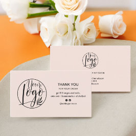 Moderne pastellrosa minimalistische Logo-Bestellun Visitenkarte