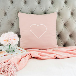 Moderne Pastellrosa & Minimalistisches Herz Hübsch Kissen