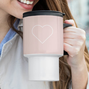 Moderne Pastellrosa & Minimalistisches Herz Hübsch Reisebecher