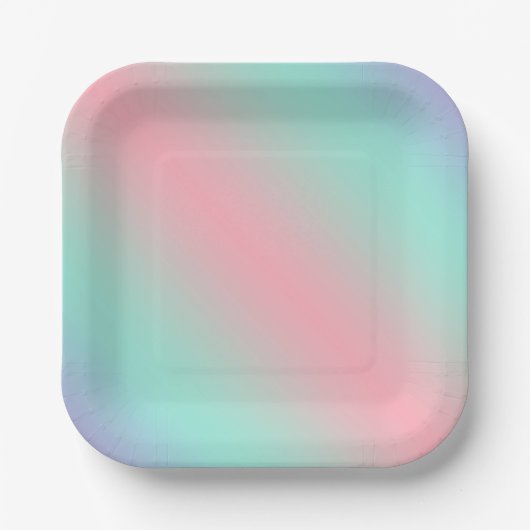 Moderne Pastellrosa-Mint-Purple-Gradient Pappteller (Vorderseite)