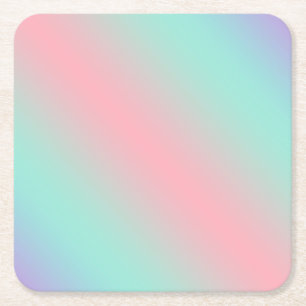 Moderne Pastellrosa-Mint-Purple-Gradient Rechteckiger Pappuntersetzer
