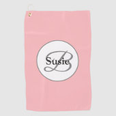 Moderne pastellrosa Monogramm Name Ladys Golfhandtuch (Vorderseite)