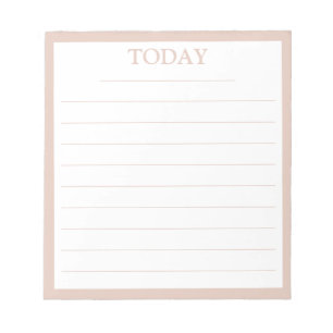 Moderne Pastellrosa Rahmen HEUTE To-Do-Liste Notizblock