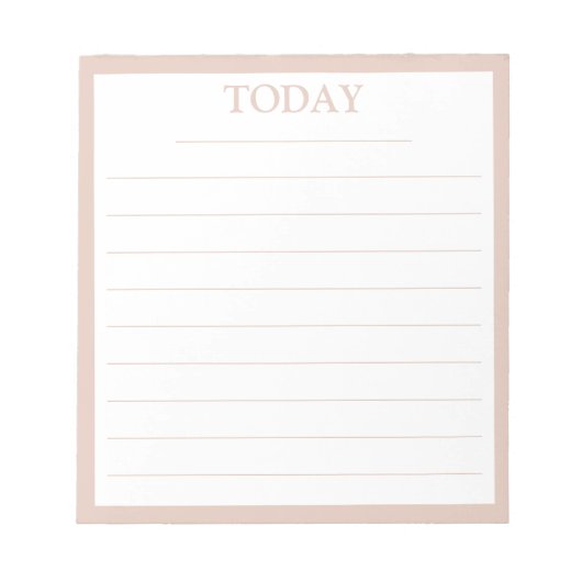 Moderne, pastellrosa Rahmen heute zu erledigen Notizblock (Vorderseite)
