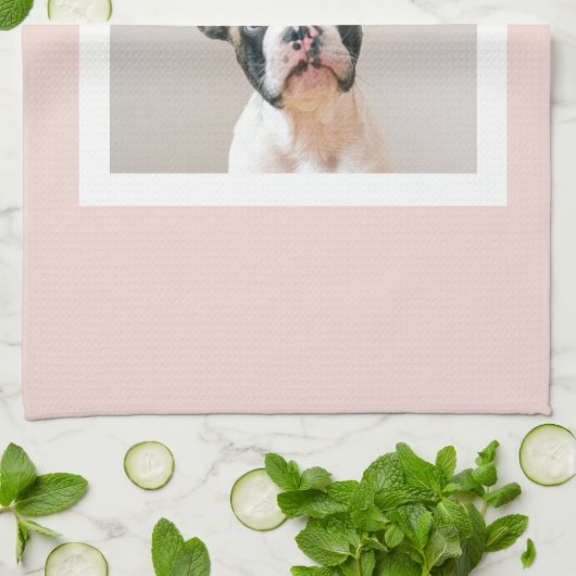 Moderne pastellrosa Rahmen | Persönliches Hundetea Geschirrtuch (Gefaltet)