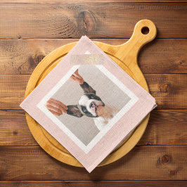 Moderne pastellrosa Rahmen | Persönliches Hundetea Geschirrtuch