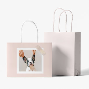 Moderne pastellrosa Rahmen   Persönliches Hundetea Große Geschenktüte