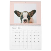 Moderne pastellrosa Rahmen | Persönliches Hundetea Kalender (Feb 2026)