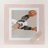 Moderne pastellrosa Rahmen | Persönliches Hundetea Puzzle (Horizontal)