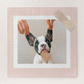 Moderne pastellrosa Rahmen | Persönliches Hundetea Puzzle (Vertikal)