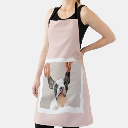 Moderne pastellrosa Rahmen | Persönliches Hundetea Schürze (InSitu)