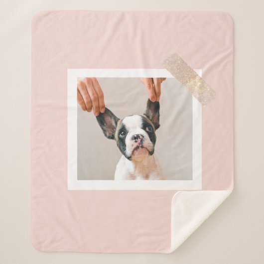 Moderne pastellrosa Rahmen | Persönliches Hundetea Sherpadecke (Vorderseite)