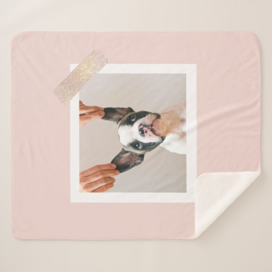 Moderne pastellrosa Rahmen | Persönliches Hundetea Sherpadecke (Vorderseite (Horizontal))