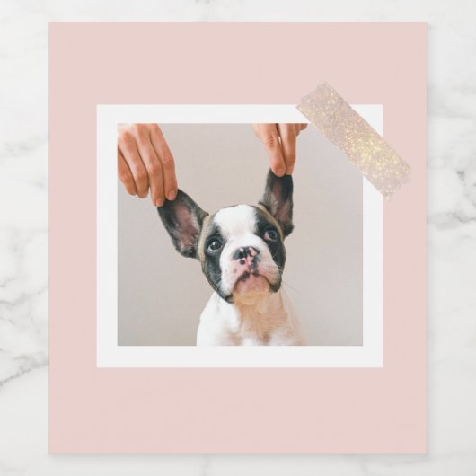 Moderne pastellrosa Rahmen | Persönliches Hundetea Weinetikett (Einzelnes Label)