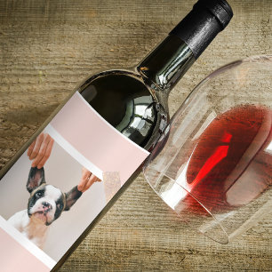 Moderne pastellrosa Rahmen   Persönliches Hundetea Weinetikett