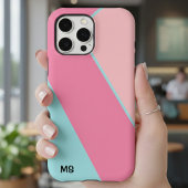 Moderne Pastellrosa und Blaue Abstrakte Monogrammi Case-Mate iPhone Hülle