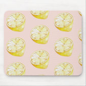 Moderne pastellrosa und gelbe Zitronen Muster Mousepad (Vorne)