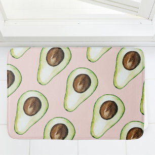 Moderne Pastellrosa und grüne Avocado-Muster Badematte
