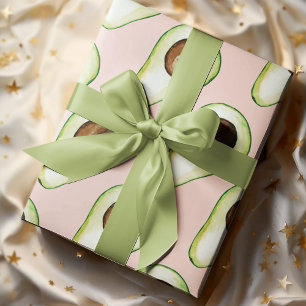 Moderne Pastellrosa und grüne Avocado-Muster Geschenkpapier