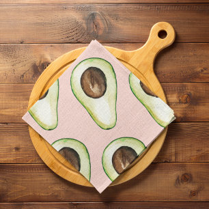 Moderne Pastellrosa und grüne Avocado-Muster Geschirrtuch