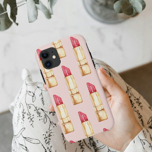 Moderne Pastellrosa und rote Lippenstift Muster Mä Case-Mate iPhone Hülle