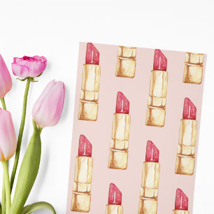 Moderne Pastellrosa und rote Lippenstift Muster Mä Feiertagskarte