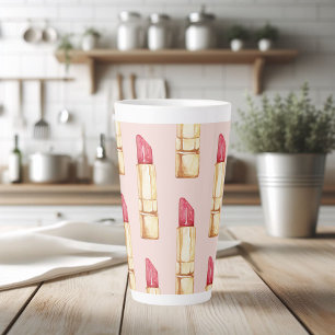 Moderne Pastellrosa und rote Lippenstift Muster Mä Milchtasse